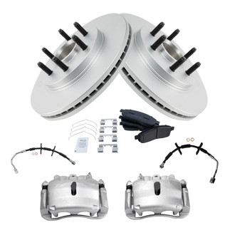 TRQ® - Front Disc Brake Kit with Semi-Metallic Pads, Calipers and Hoses
