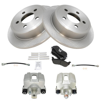 TRQ® - Rear Disc Brake Kit with Semi-Metallic Pads, Calipers and Hoses