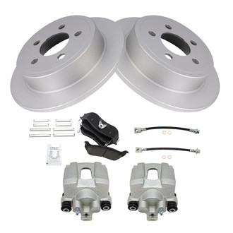 TRQ® - Rear Disc Brake Kit with Ceramic Pads, Calipers and Hoses