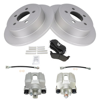 TRQ® - Rear Disc Brake Kit with Semi-Metallic Pads, Calipers and Hoses