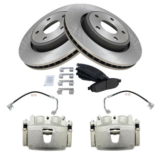 TRQ® - Front Disc Brake Kit with Semi-Metallic Pads, Calipers and Hoses