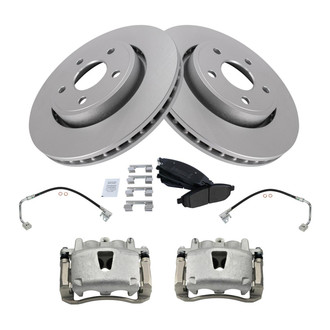 TRQ® - Front Disc Brake Kit with Semi-Metallic Pads, Calipers and Hoses