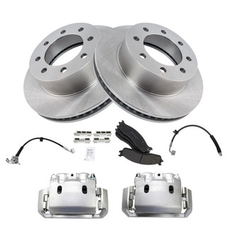 TRQ® - Front Disc Brake Kit with Semi-Metallic Pads, Calipers and Hoses