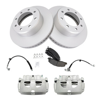 TRQ® - Front Disc Brake Kit with Semi-Metallic Pads, Calipers and Hoses