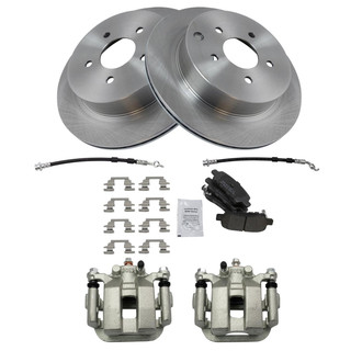 TRQ® - Rear Disc Brake Kit with Semi-Metallic Pads, Calipers and Hoses