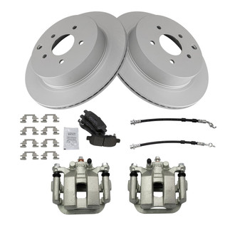 TRQ® - Rear Disc Brake Kit with Semi-Metallic Pads, Calipers and Hoses
