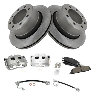 TRQ® - Rear Disc Brake Kit with Semi-Metallic Pads, Calipers and Hoses