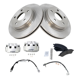 TRQ® - Front Disc Brake Kit with Semi-Metallic Pads, Calipers and Hoses