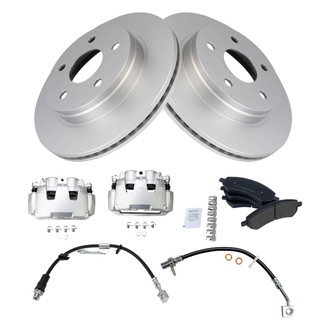 TRQ® - Front Disc Brake Kit with Semi-Metallic Pads, Calipers and Hoses