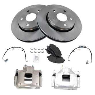 TRQ® - Front Disc Brake Kit with Semi-Metallic Pads, Calipers and Hoses