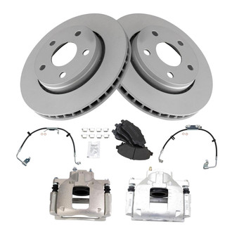TRQ® - Front Disc Brake Kit with Semi-Metallic Pads, Calipers and Hoses