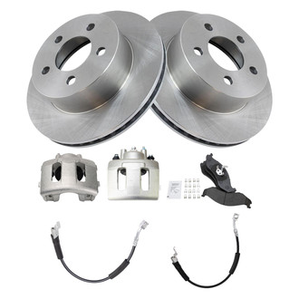 TRQ® - Front Disc Brake Kit with Semi-Metallic Pads, Calipers and Hoses