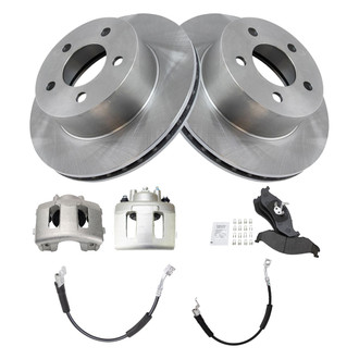 TRQ® - Front Disc Brake Kit with Semi-Metallic Pads, Calipers and Hoses