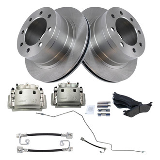 TRQ® - Rear Disc Brake Kit with Semi-Metallic Pads, Calipers and Hoses