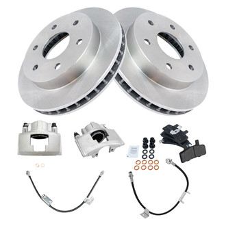 TRQ® - Front Disc Brake Kit with Semi-Metallic Pads, Calipers and Hoses