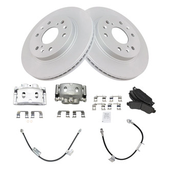TRQ® - Front Disc Brake Kit with Semi-Metallic Pads, Calipers and Hoses