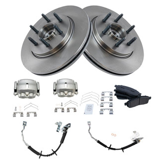 TRQ® - Front Disc Brake Kit with Semi-Metallic Pads, Calipers and Hoses