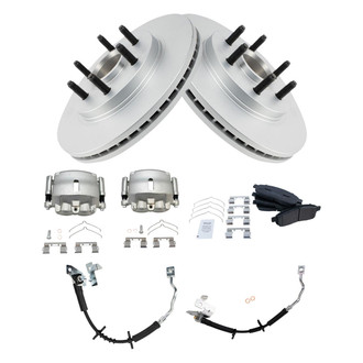 TRQ® - Front Disc Brake Kit with Semi-Metallic Pads, Calipers and Hoses