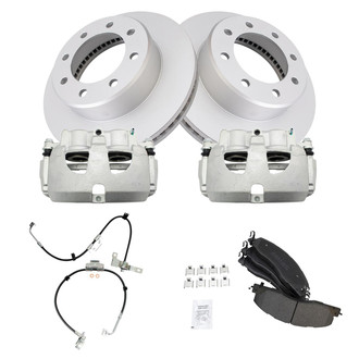 TRQ® - Front Disc Brake Kit with Semi-Metallic Pads, Calipers and Hoses
