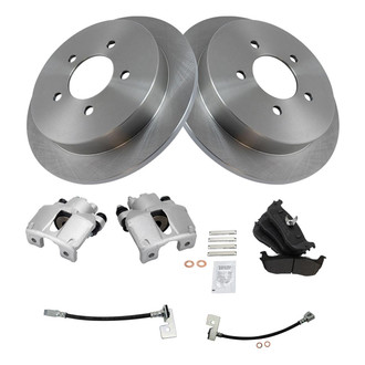 TRQ® - Rear Disc Brake Kit with Semi-Metallic Pads, Calipers and Hoses