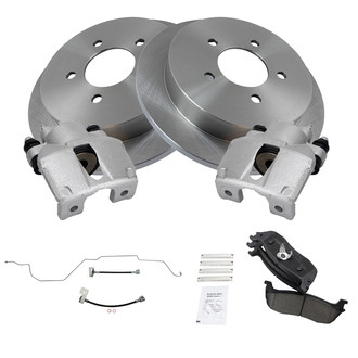 TRQ® - Rear Disc Brake Kit with Semi-Metallic Pads, Calipers and Hoses