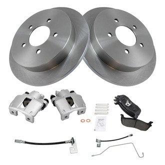 TRQ® - Rear Disc Brake Kit with Ceramic Pads, Calipers and Hoses