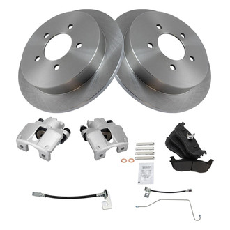 TRQ® - Rear Disc Brake Kit with Semi-Metallic Pads, Calipers and Hoses