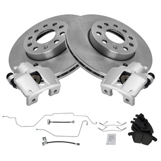 TRQ® - Rear Disc Brake Kit with Semi-Metallic Pads, Calipers and Hoses