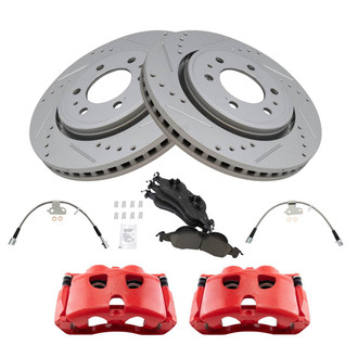 TRQ® - Performance Ceramic Front Brake Kit with Calipers and Hoses