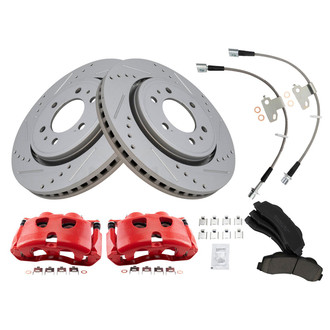 TRQ® - Performance Ceramic Front Brake Kit with Calipers and Hoses