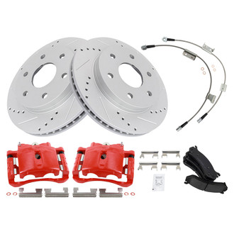 TRQ® - Performance Ceramic Front Brake Kit with Calipers and Hoses