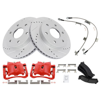 TRQ® - Performance Ceramic Front Brake Kit with Calipers and Hoses