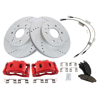 TRQ® - Performance Ceramic Front Brake Kit with Calipers and Hoses