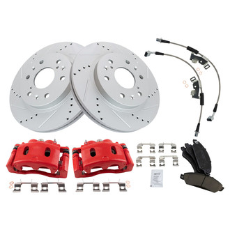 TRQ® - Performance Ceramic Brake Kit with Calipers and Hoses