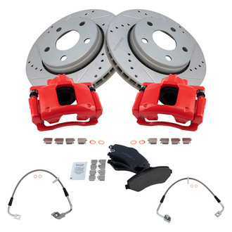 TRQ® - Performance Ceramic Front Brake Kit with Calipers and Hoses