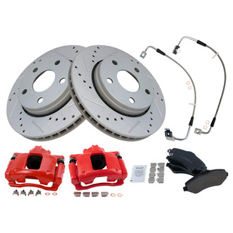 TRQ® - Performance Ceramic Front Brake Kit with Calipers and Hoses