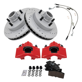 TRQ® - Performance Ceramic Front Brake Kit with Calipers and Hoses