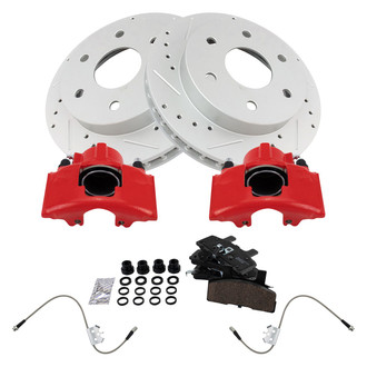 TRQ® - Performance Ceramic Front Brake Kit with Calipers and Hoses