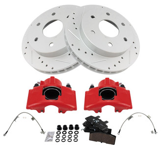 TRQ® - Performance Ceramic Front Brake Kit with Calipers and Hoses