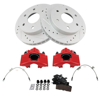 TRQ® - Performance Ceramic Front Brake Kit with Calipers and Hoses