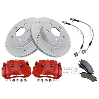 TRQ® - Performance Ceramic Front Brake Kit with Calipers and Hoses