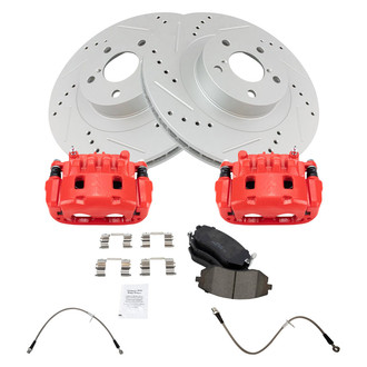 TRQ® - Performance Ceramic Front Brake Kit with Calipers and Hoses