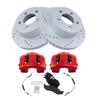 TRQ® - Performance Ceramic Front Brake Kit with Calipers and Hoses