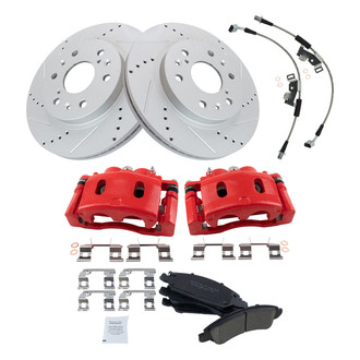 TRQ® - Performance Ceramic Front Brake Kit with Calipers and Hoses