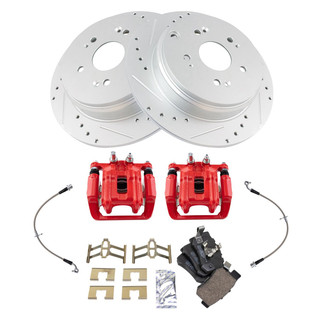 TRQ® - Performance Ceramic Rear Brake Kit with Calipers and Hoses