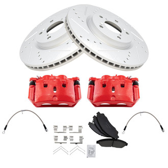 TRQ® - Performance Ceramic Front Brake Kit with Calipers and Hoses