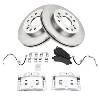 TRQ® - Front Disc Brake Kit with Semi-Metallic Pads, Calipers and Hoses