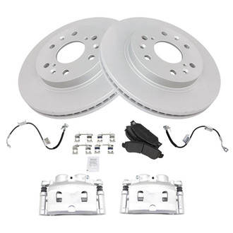 TRQ® - Front Disc Brake Kit with Semi-Metallic Pads, Calipers and Hoses
