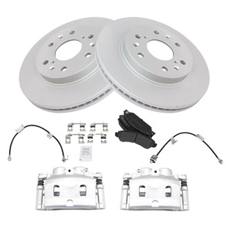 TRQ® - Front Disc Brake Kit with Semi-Metallic Pads, Calipers and Hoses