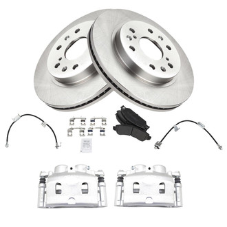 TRQ® - Front Disc Brake Kit with Semi-Metallic Pads, Calipers and Hoses